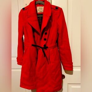 Zara Red Coat With Black Belt